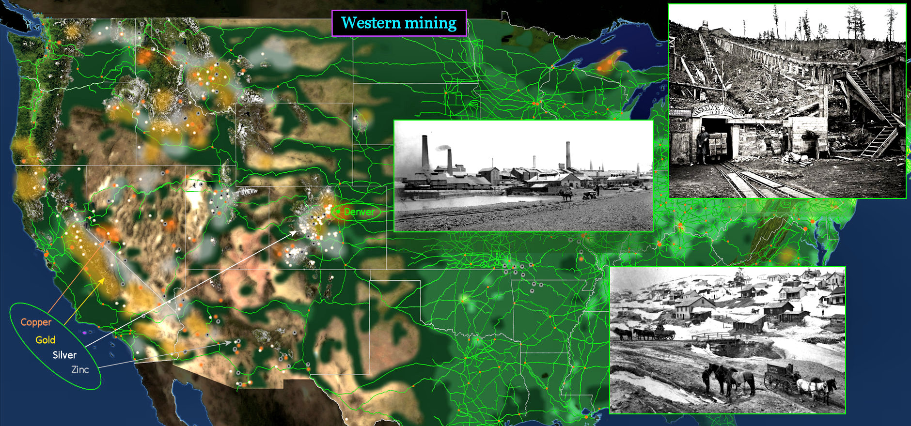 Western mining, 1910 map